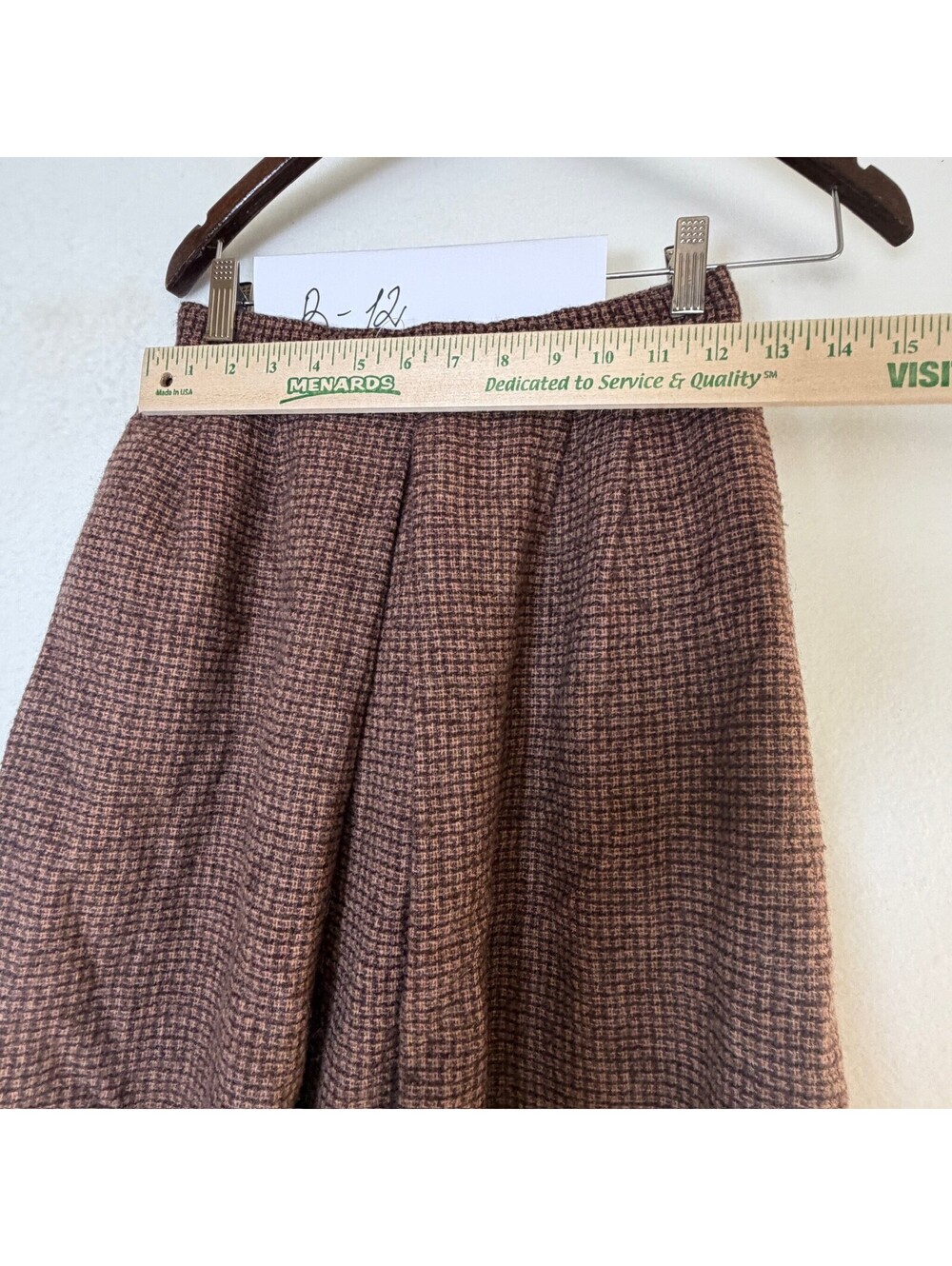 Vintage ville d'azur Brown Houndstooth Pleated Skirt Size 9 B-12 - Picture 2 of 7
